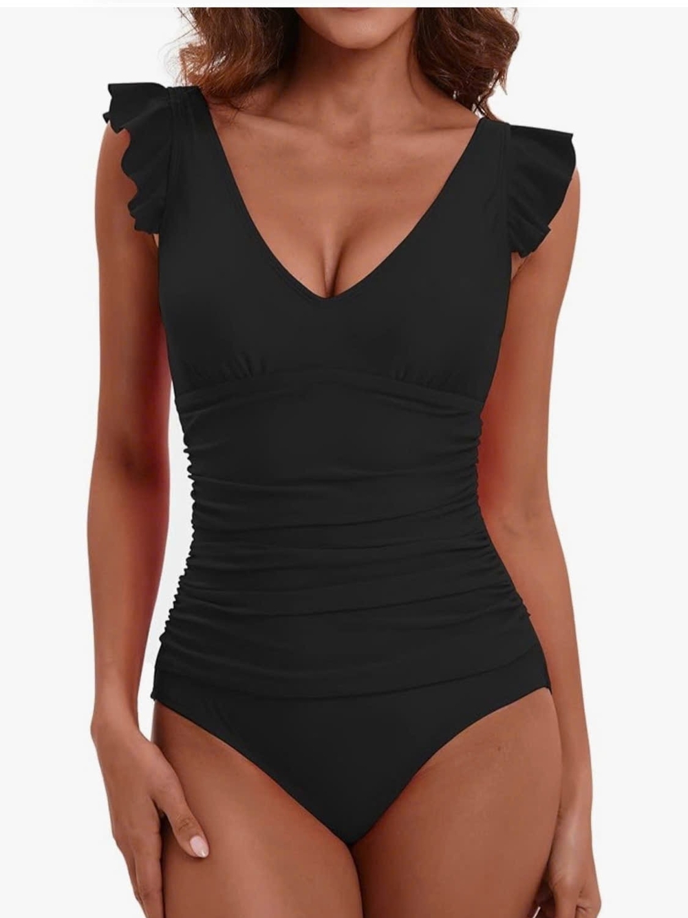 LAPHEE ROSE Black Ruffle Sleeve One-Piece Swimsuit